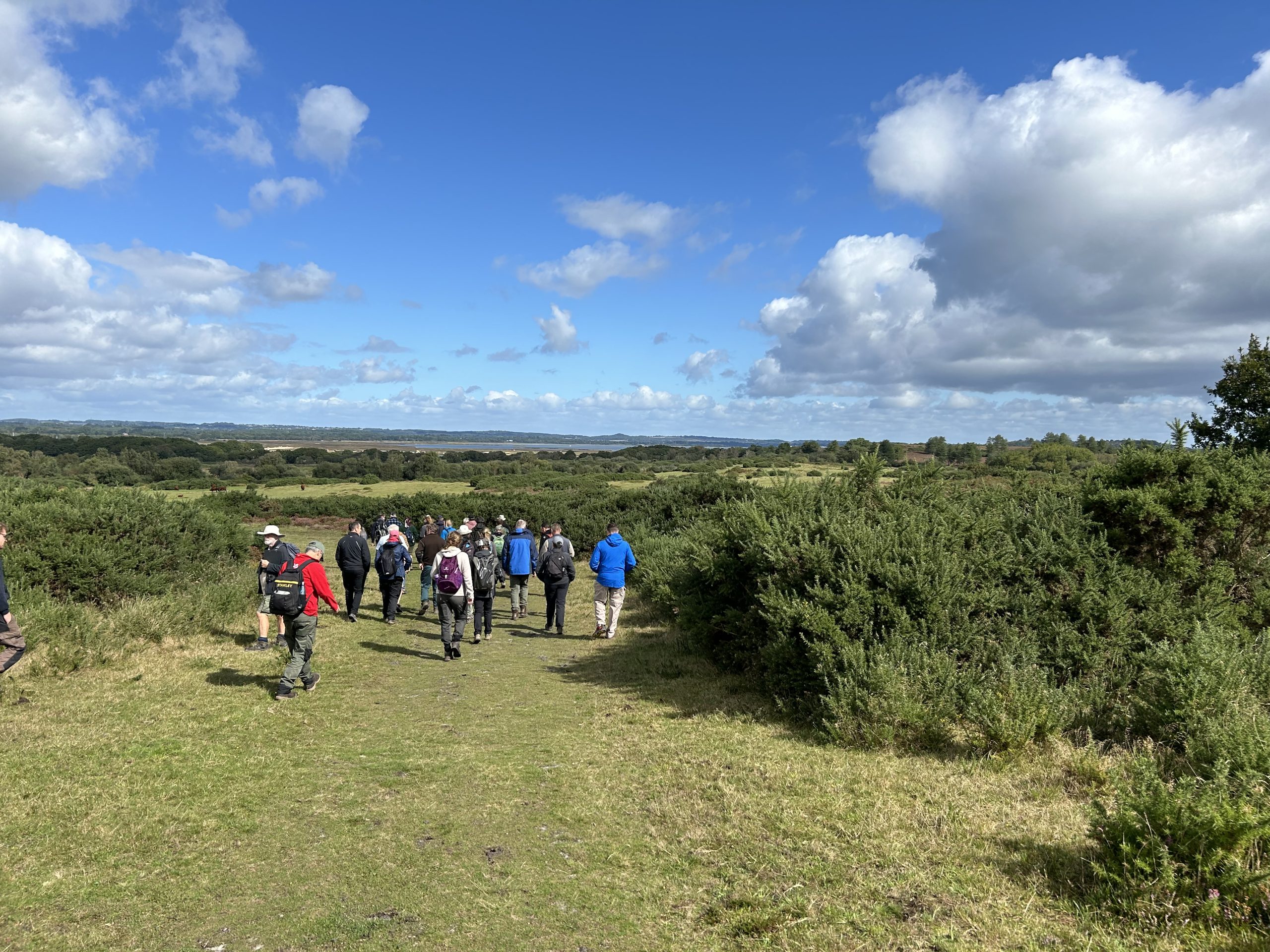 Photo of people looking out across a view towards the coast